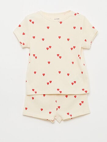 Pyjama t-shirt + short en coton côtelé - 2 pièces