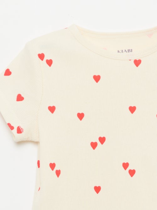 Pyjama t-shirt + short en coton côtelé - 2 pièces - Kiabi