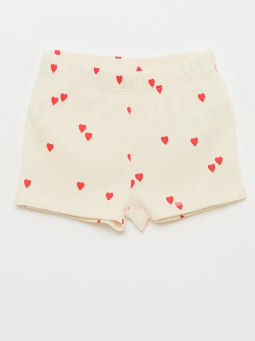 Pyjama t-shirt + short en coton côtelé - 2 pièces - Kiabi