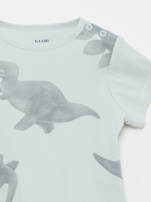 Pyjama t-shirt + short en coton côtelé - 2 pièces - Kiabi