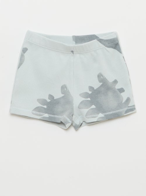 Pyjama t-shirt + short en coton côtelé - 2 pièces - Kiabi