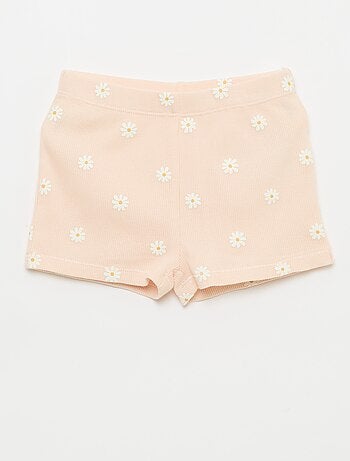 Pyjama t-shirt + short en coton côtelé - 2 pièces