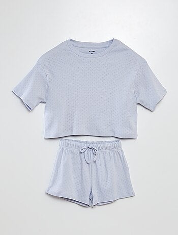 Pyjama t-shirt + short en pointelle