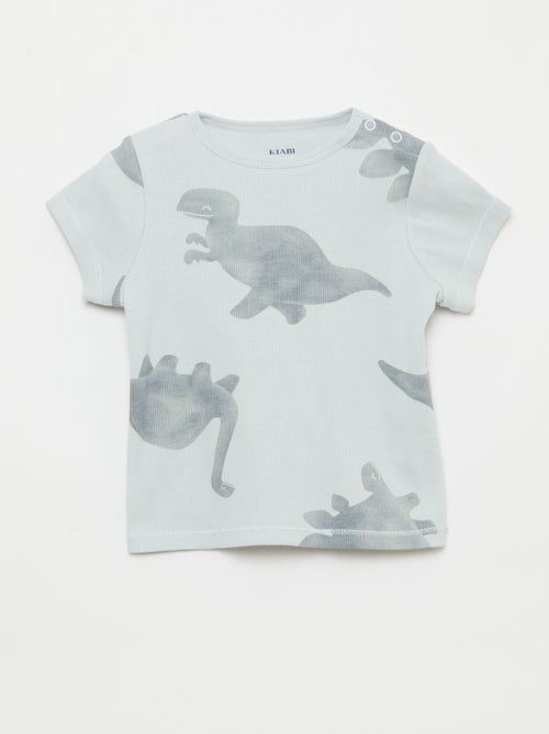 Pyjama T-shirt + short van katoen met ribstructuur - 2-delige set - Kiabi