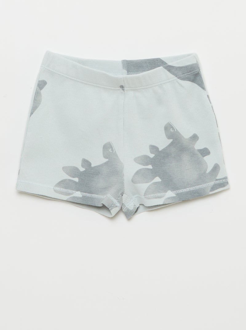 Pyjama T-shirt + short van katoen met ribstructuur - 2-delige set Grijs - Kiabi