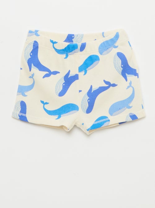 Pyjama T-shirt + short van katoen met ribstructuur - 2-delige set - Kiabi