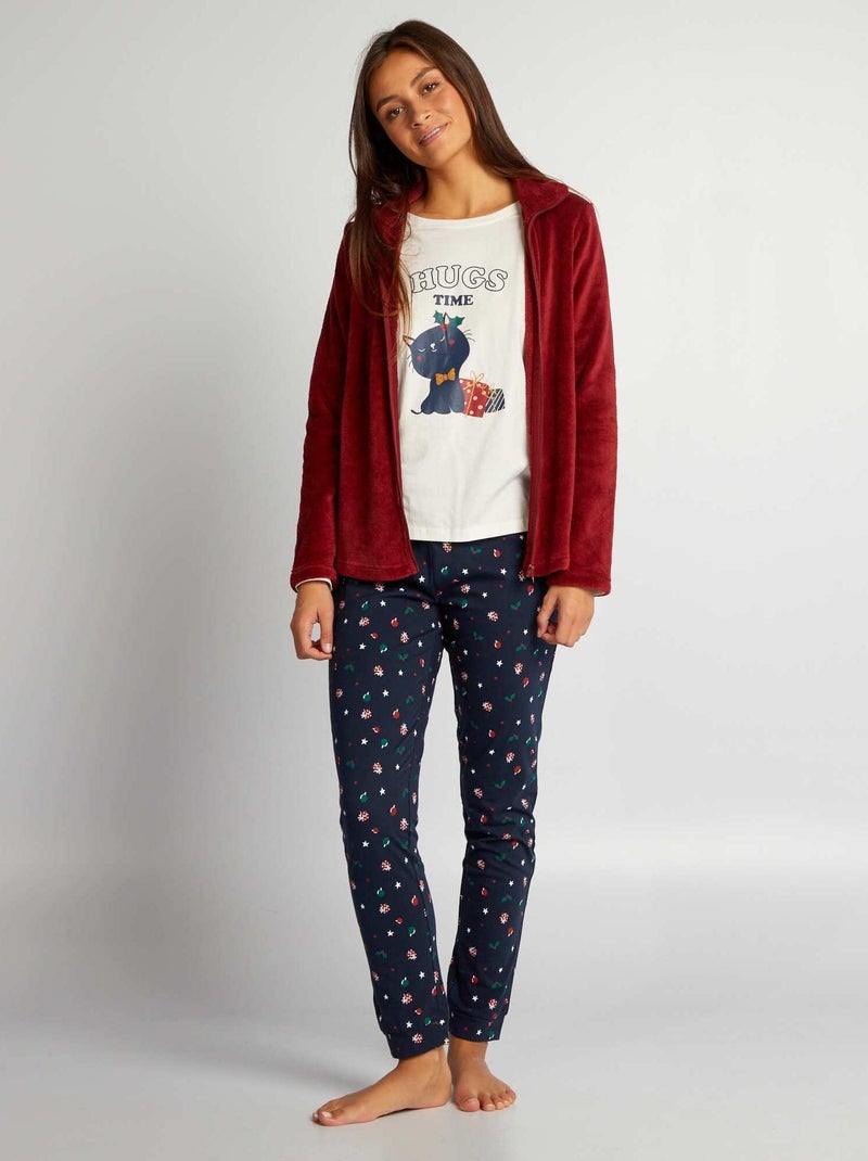 Pyjama | T-shirt + sweater + broek - 3-delig WIT - Kiabi