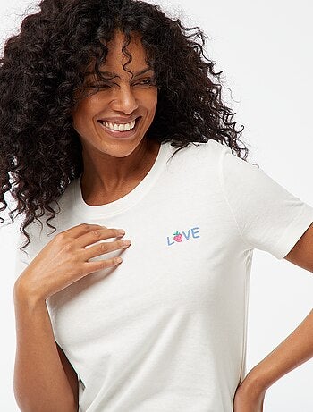 Pyjama tee-shirt à message + short rayé - 2 pièces