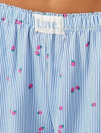 Pyjama tee-shirt à message + short rayé - 2 pièces