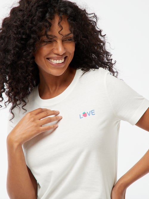 Pyjama tee-shirt à message + short rayé - 2 pièces - Kiabi