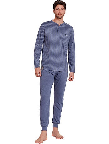 Pyjama tenue pantalon polo manches longues blue premium