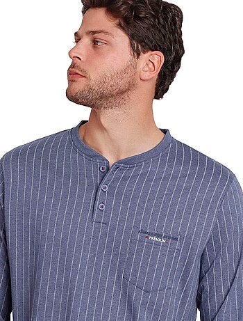 Pyjama tenue pantalon polo manches longues blue premium