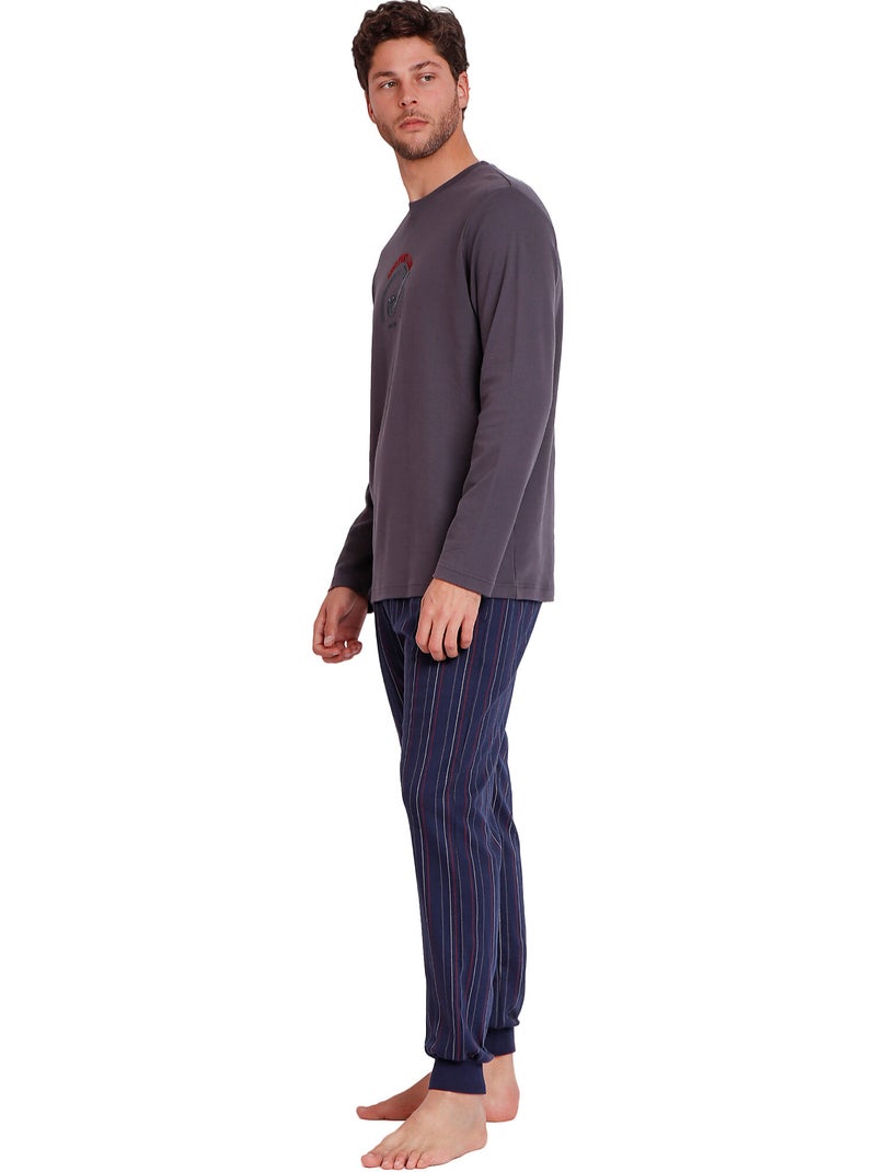 Pyjama tenue pantalon top manches longues gentlemen sclub Gris - Kiabi