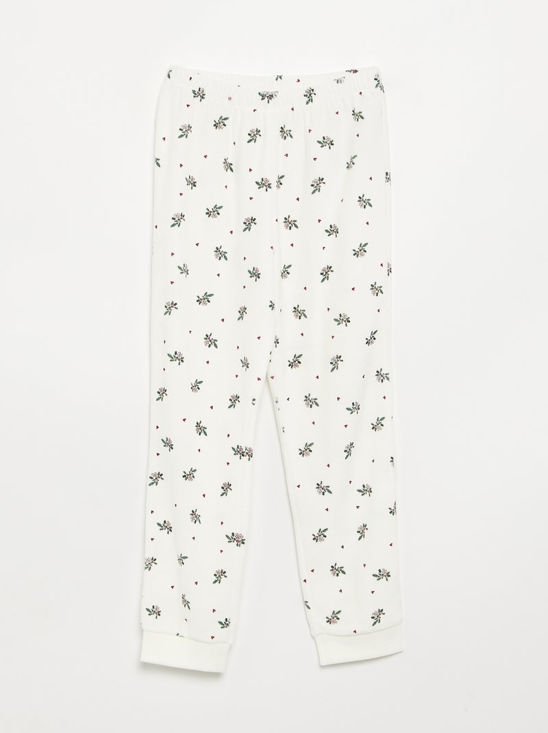 Pyjama van bedrukt velours Wit - Kiabi