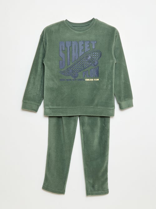 Pyjama van fleecestof met print - Kiabi
