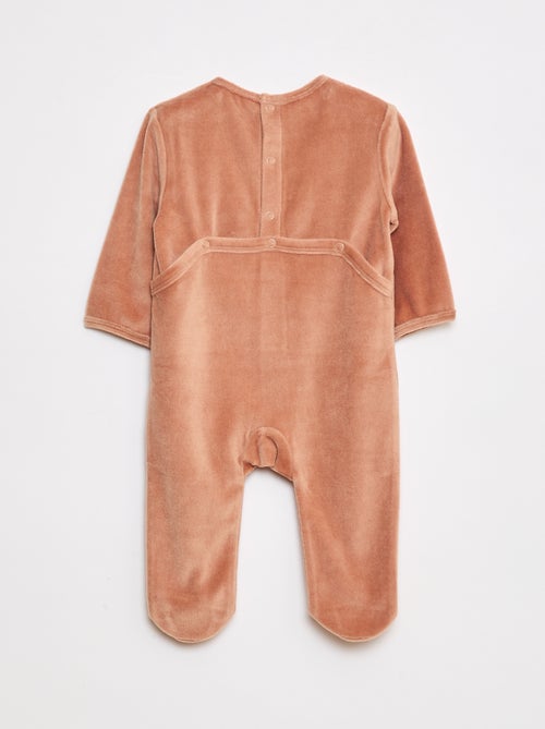 Pyjama van fleecestof met voetjes en applicatie - Kiabi