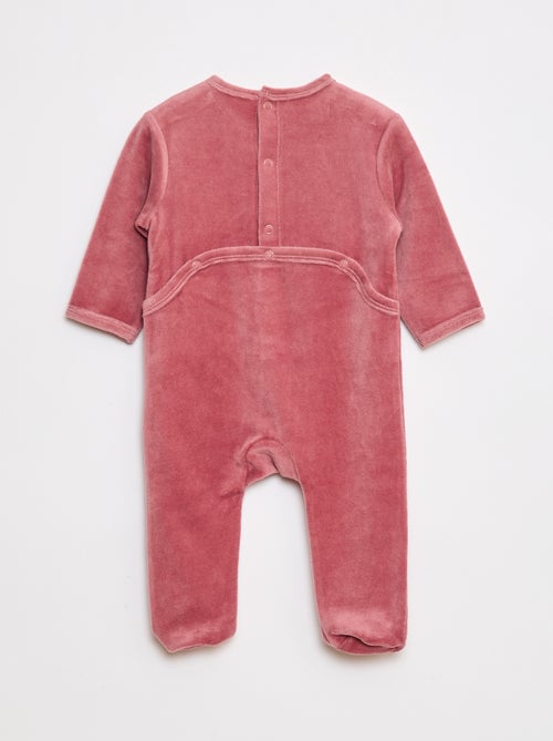 Pyjama van fleecestof met voetjes en applicatie - Kiabi