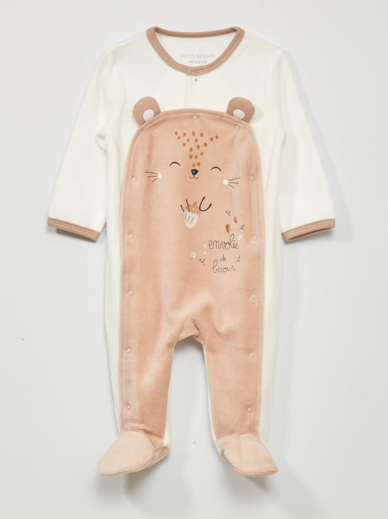 Pyjama van fleecestof WIT - Kiabi