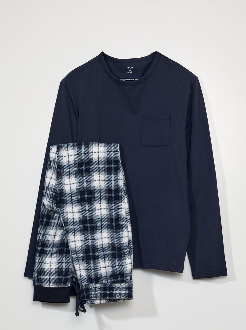 Pyjama van jersey en fleece 2-delig BLAUW - Kiabi