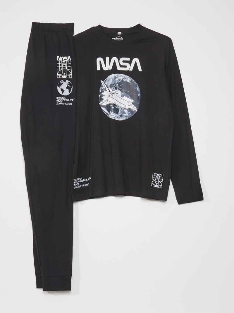 Pyjama van jersey met NASA-print zwart - Kiabi