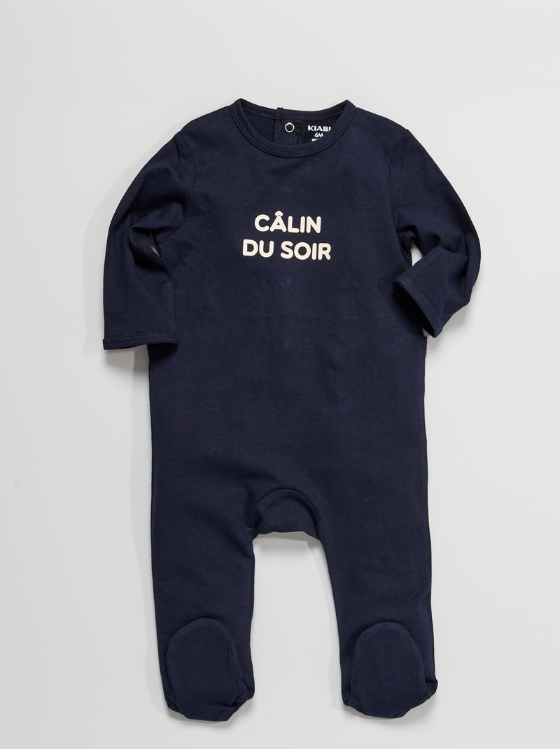 Pyjama van jersey met tekstopdruk BLAUW - Kiabi