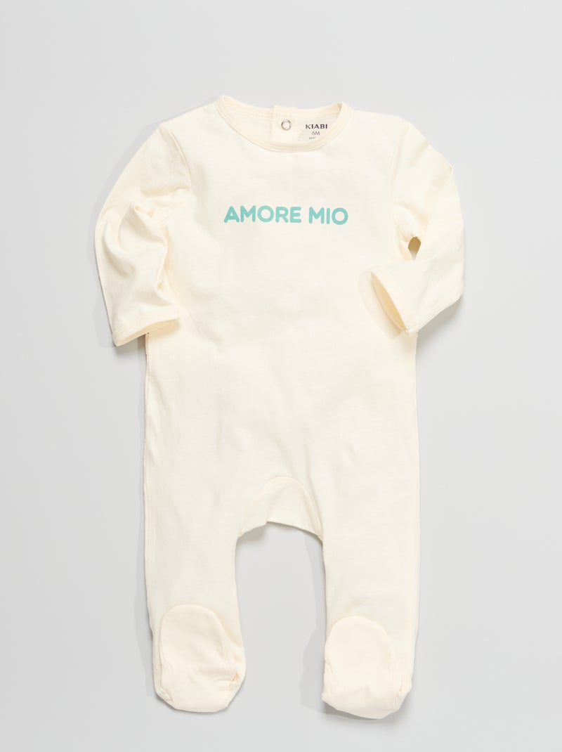 Pyjama van jersey met tekstopdruk WIT - Kiabi