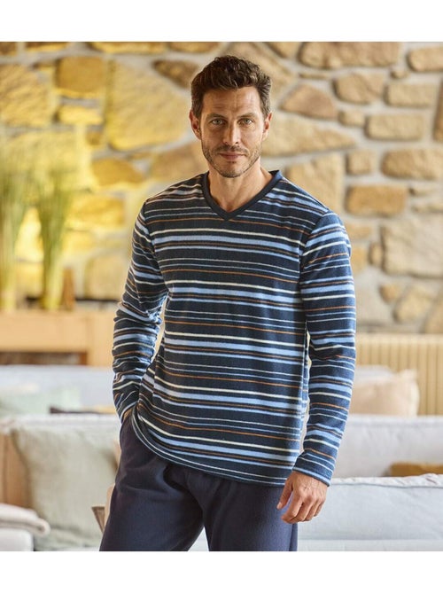 Pyjama van microfleece met v-hals - atlas for men - Kiabi
