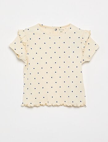Pyjama van pointelle-tricot met T-shirt en short - 2-delig
