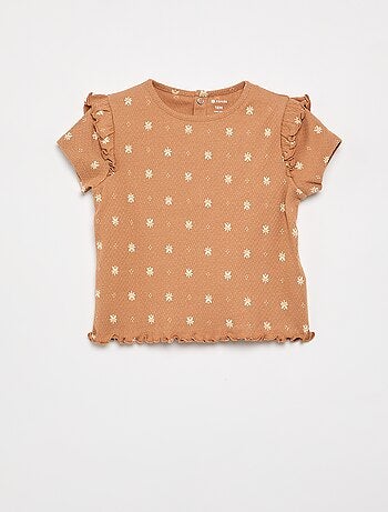 Pyjama van pointelle-tricot met T-shirt en short - 2-delig