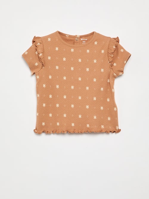 Pyjama van pointelle-tricot met T-shirt en short - 2-delig - Kiabi