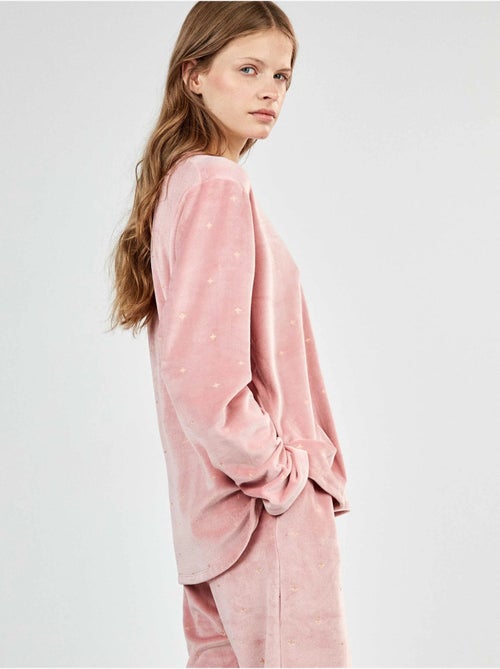 Pyjama van rekbaar polair stof bedrukt met glitter sterretjes - Kiabi Pyjama van rekbaar polair stof bedrukt met glitter sterretjes - Kiabi
