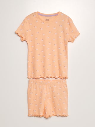 Pyjama van ribstof met print - 2-delig