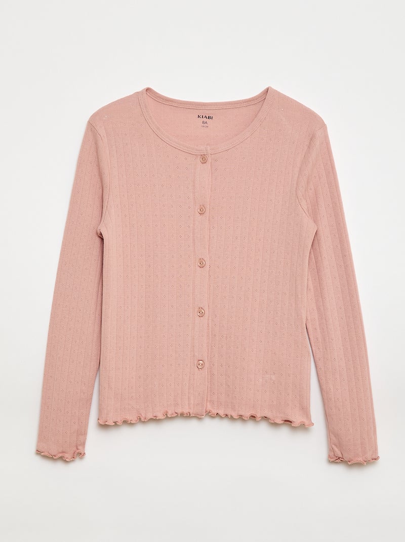 Pyjama van tricot met fijn ajourmotiefje - 2-delig Rose - Kiabi