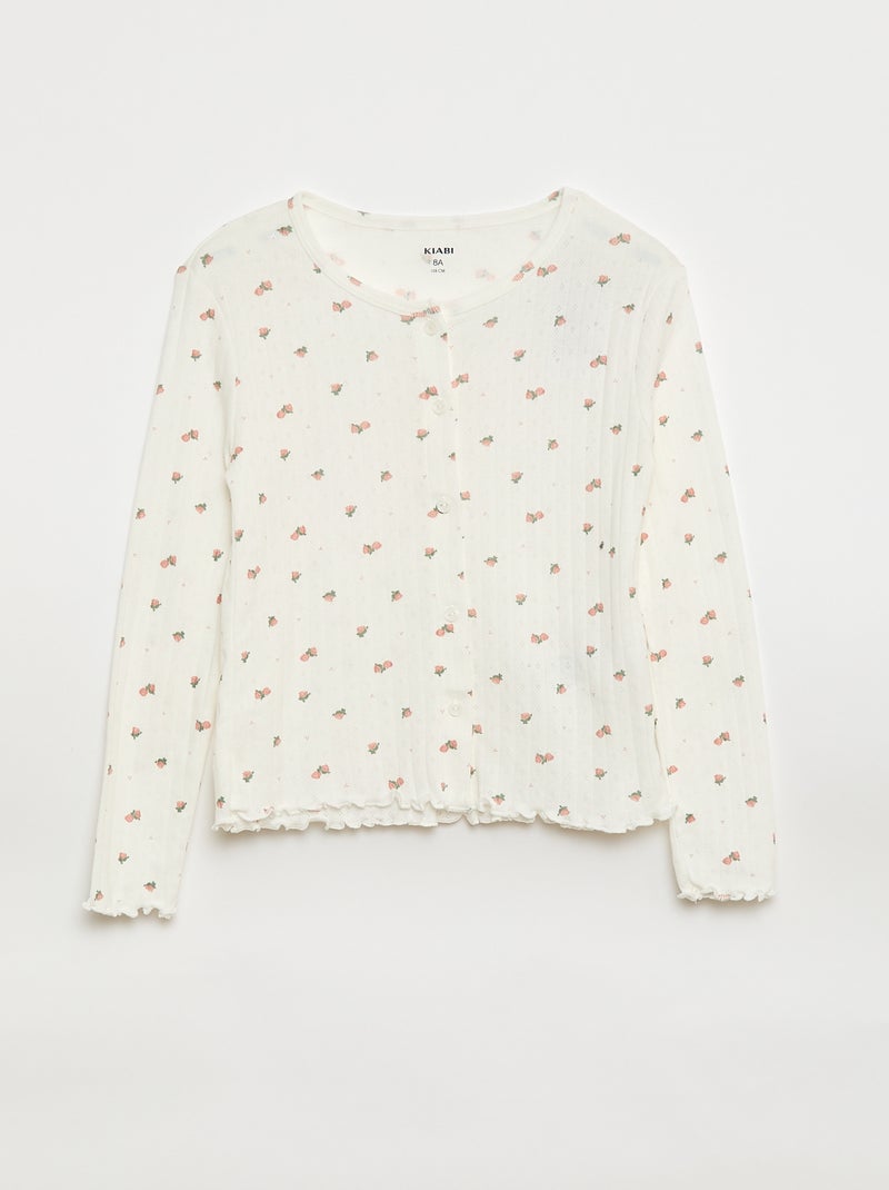 Pyjama van tricot met fijn ajourmotiefje - 2-delig Wit - Kiabi