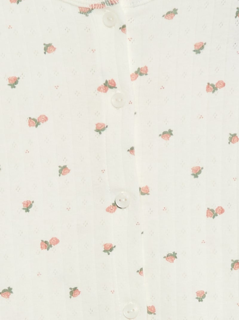 Pyjama van tricot met fijn ajourmotiefje - 2-delig Wit - Kiabi