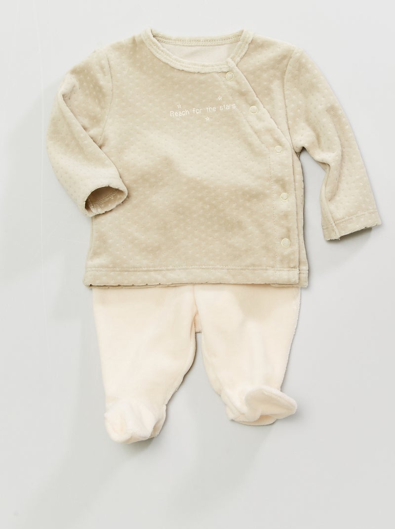 Pyjama van velours - 2-delig KAKI - Kiabi