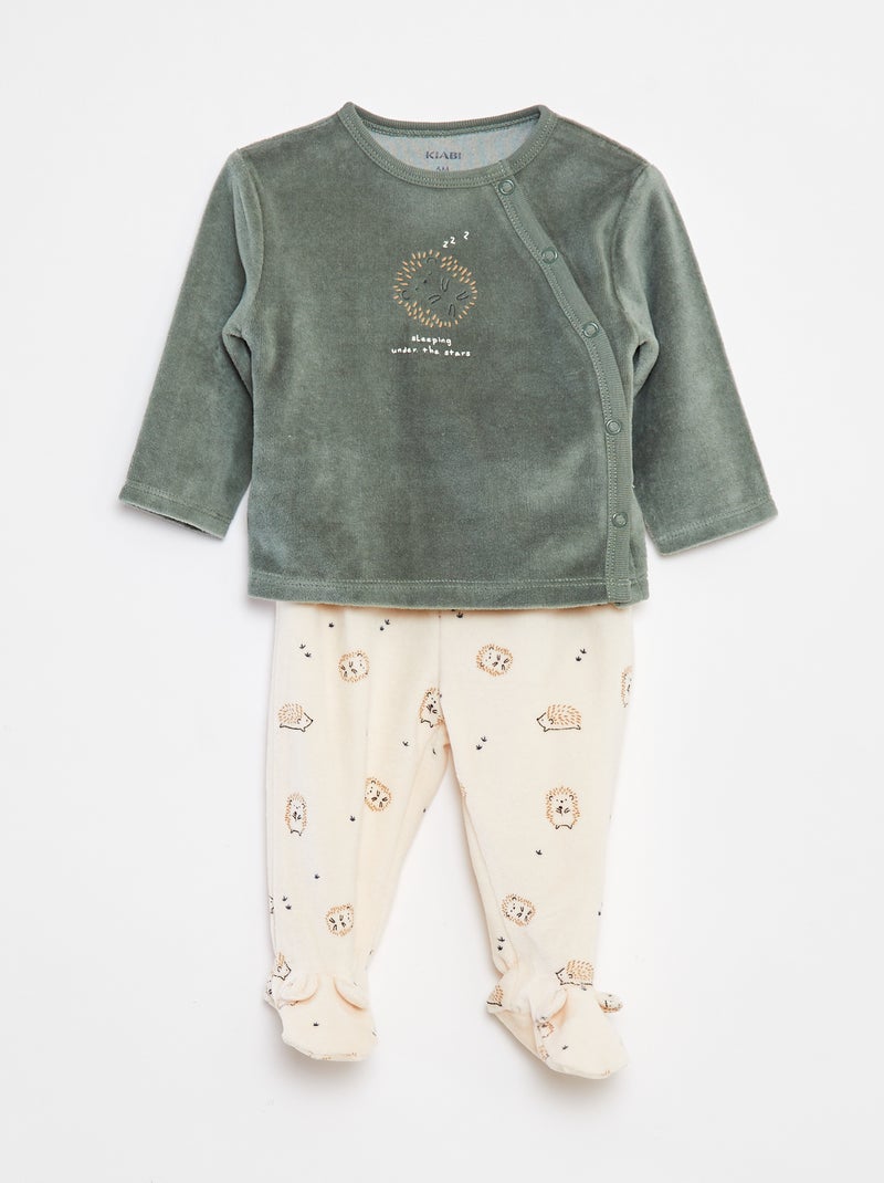 Pyjama van velours - 2-delig Wit - Kiabi