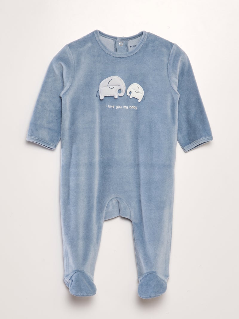 Pyjama van velours BLAUW - Kiabi