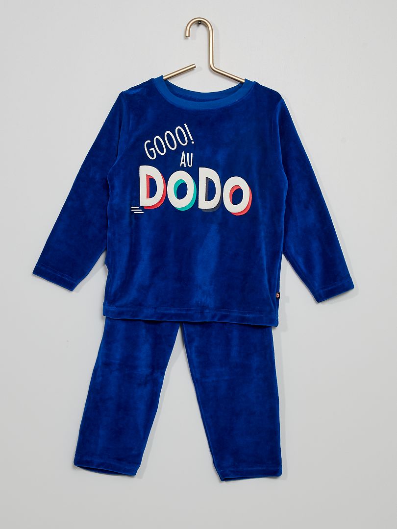 Pyjama van velours blauw - Kiabi