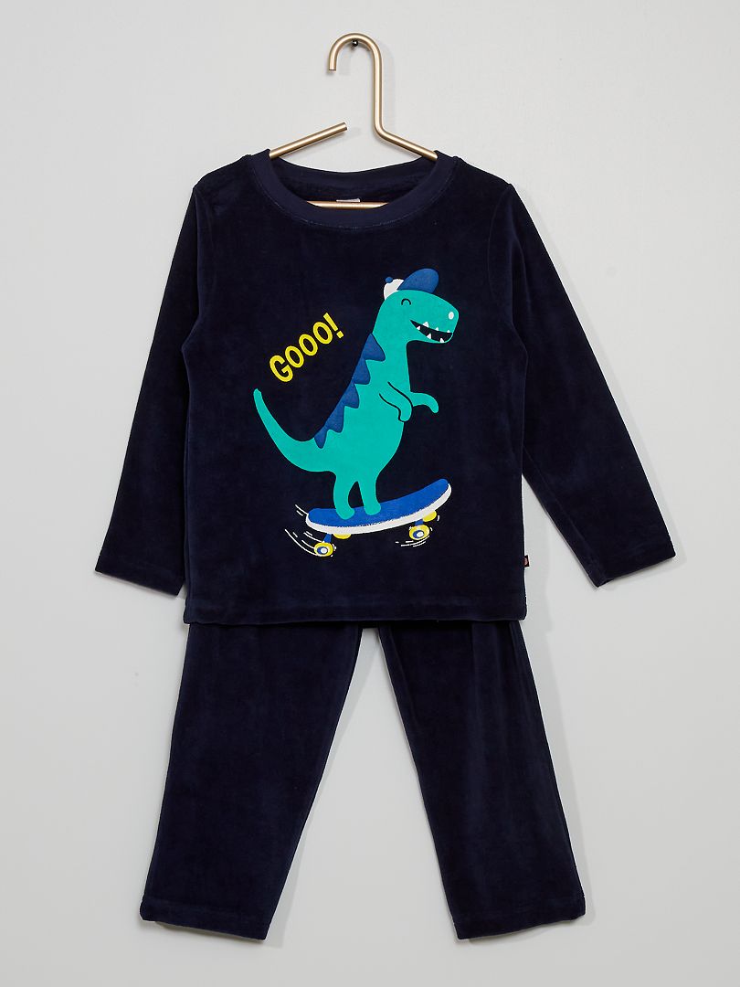 Pyjama van velours BLAUW - Kiabi