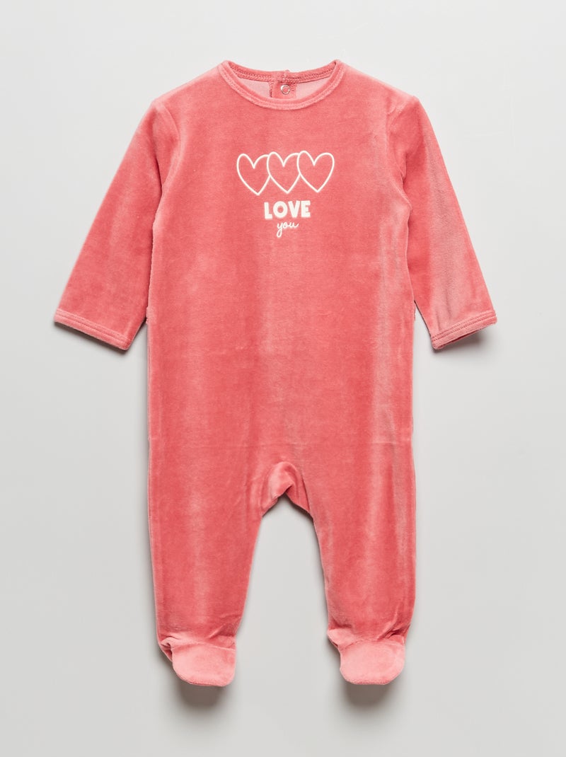 Pyjama van velours met opschrift ROSE - Kiabi