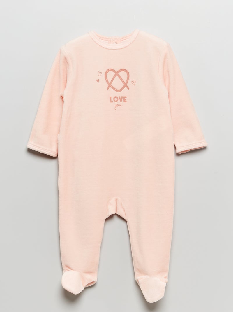 Pyjama van velours met opschrift ROSE - Kiabi