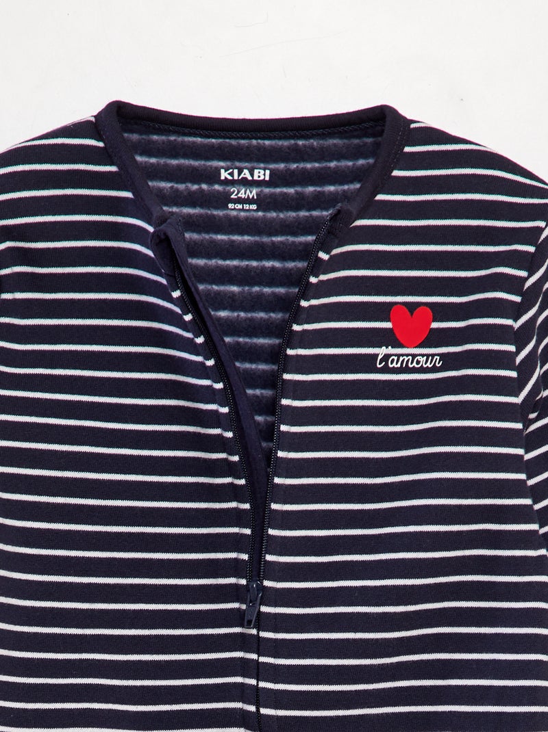 Pyjama van warme joggingstof in liefdesthema BLAUW - Kiabi