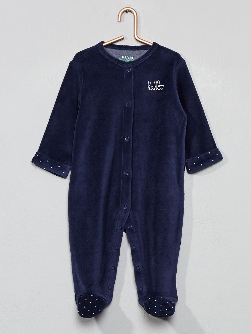 Pyjama velours bleu marine - Kiabi