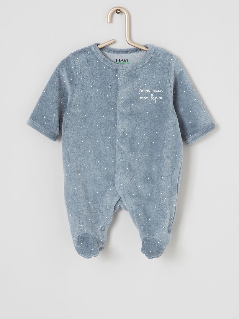Pyjama velours bleu vert étoile - Kiabi
