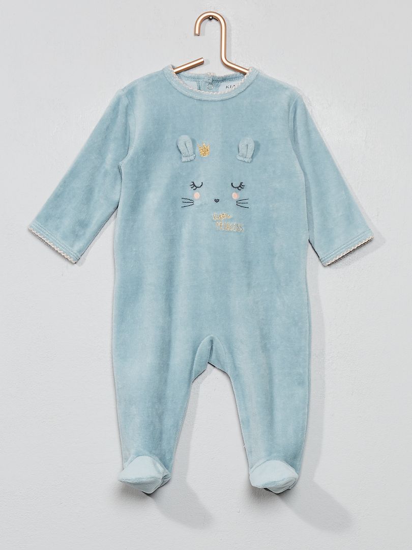 Pyjama velours bleu - Kiabi