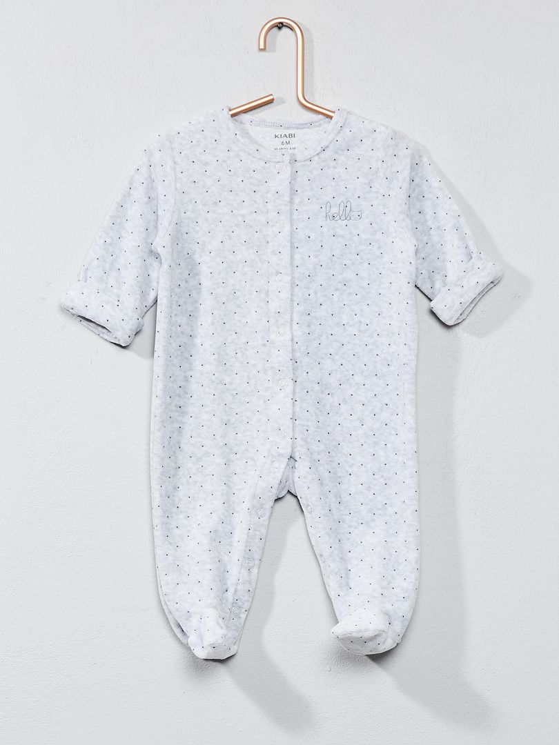 Pyjama velours gris - Kiabi