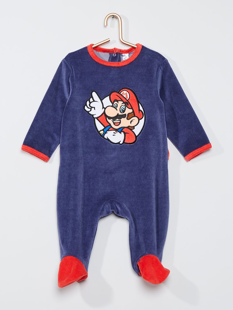 Pyjama velours 'Mario' bleu marine - Kiabi