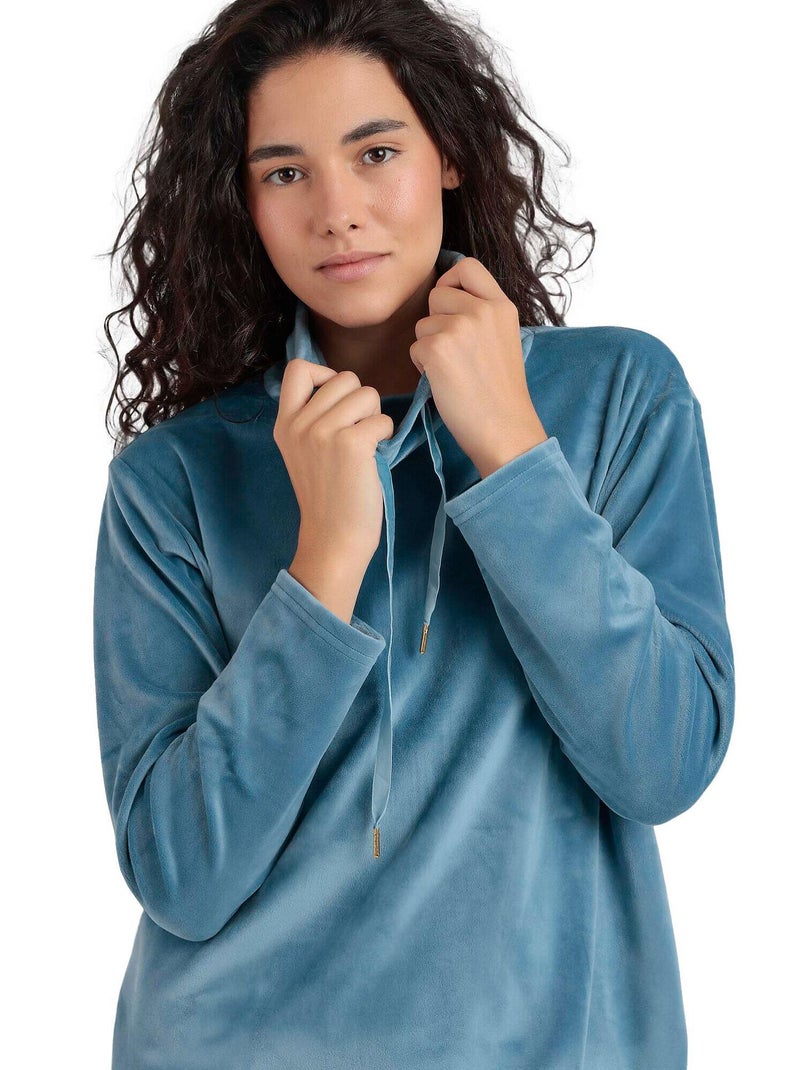 Pyjama velours pantalon sweat à col montant luxury velvet Bleu - Kiabi