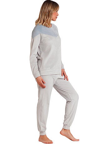 Pyjama velours pantalon top manches longues soft home